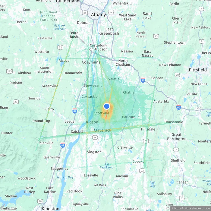 Sample heatmap showing aircraft noise exposure near a small rural airport